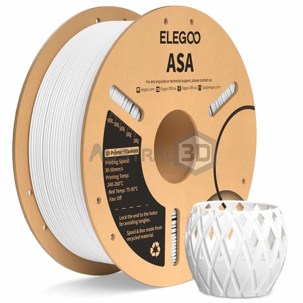 Filamento 3D ELEGOO ASA 1.75mm 1kg BLANCO