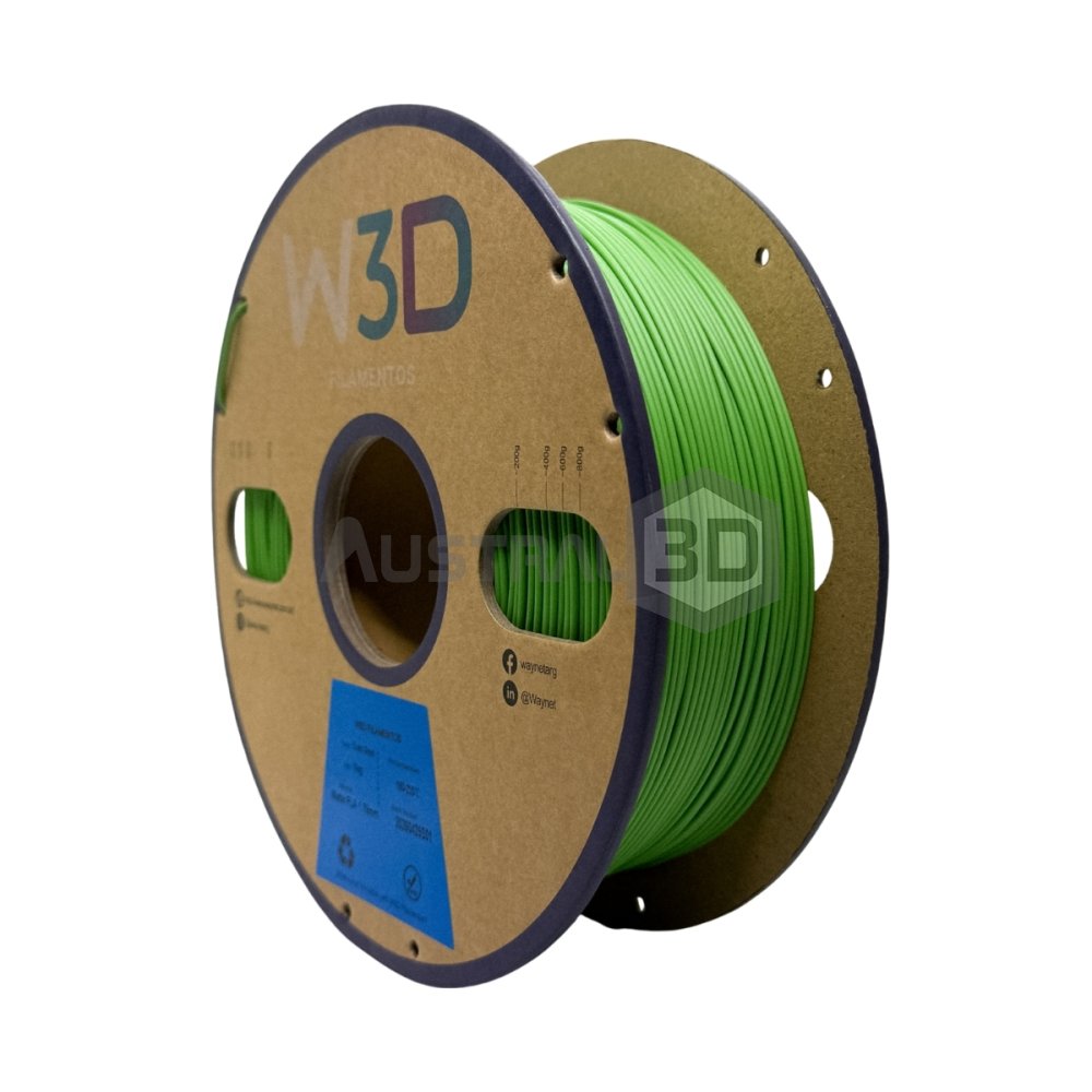 Filamento PLA Mate W3D 1kg VERDE CESPED