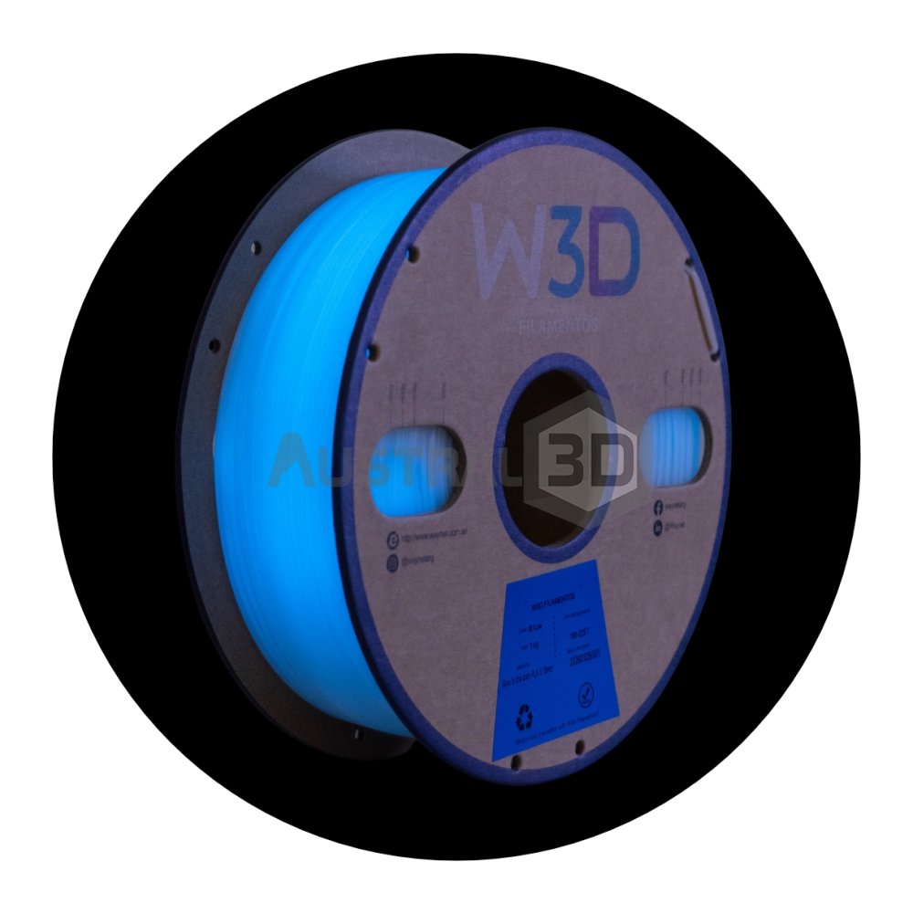Filamento 3D PLA Glow brilla en la oscuridad W3D 1kg AZUL